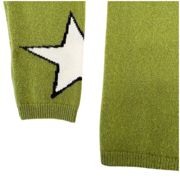 Unwine 100% Cashmere Star Sweater | Soft Cowl Neck Boutique Statement Green | M - Picture 6 of 7
